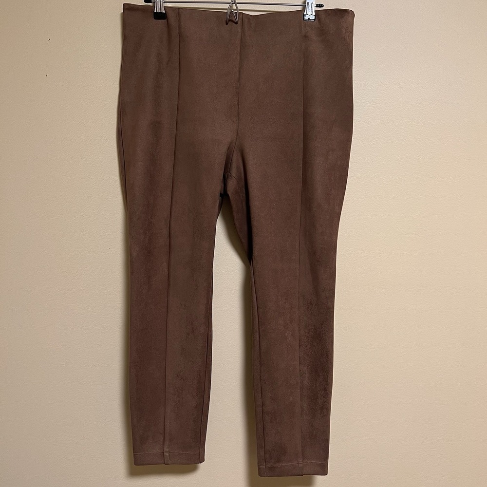 Loft Women's Suede Pants 14 Petite Brown Skinny Career Dress Suede